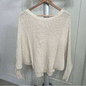 Ruby Moon Cotton V Back neck Pullover Sweater Sz S Batwing Sleeves Button Detail